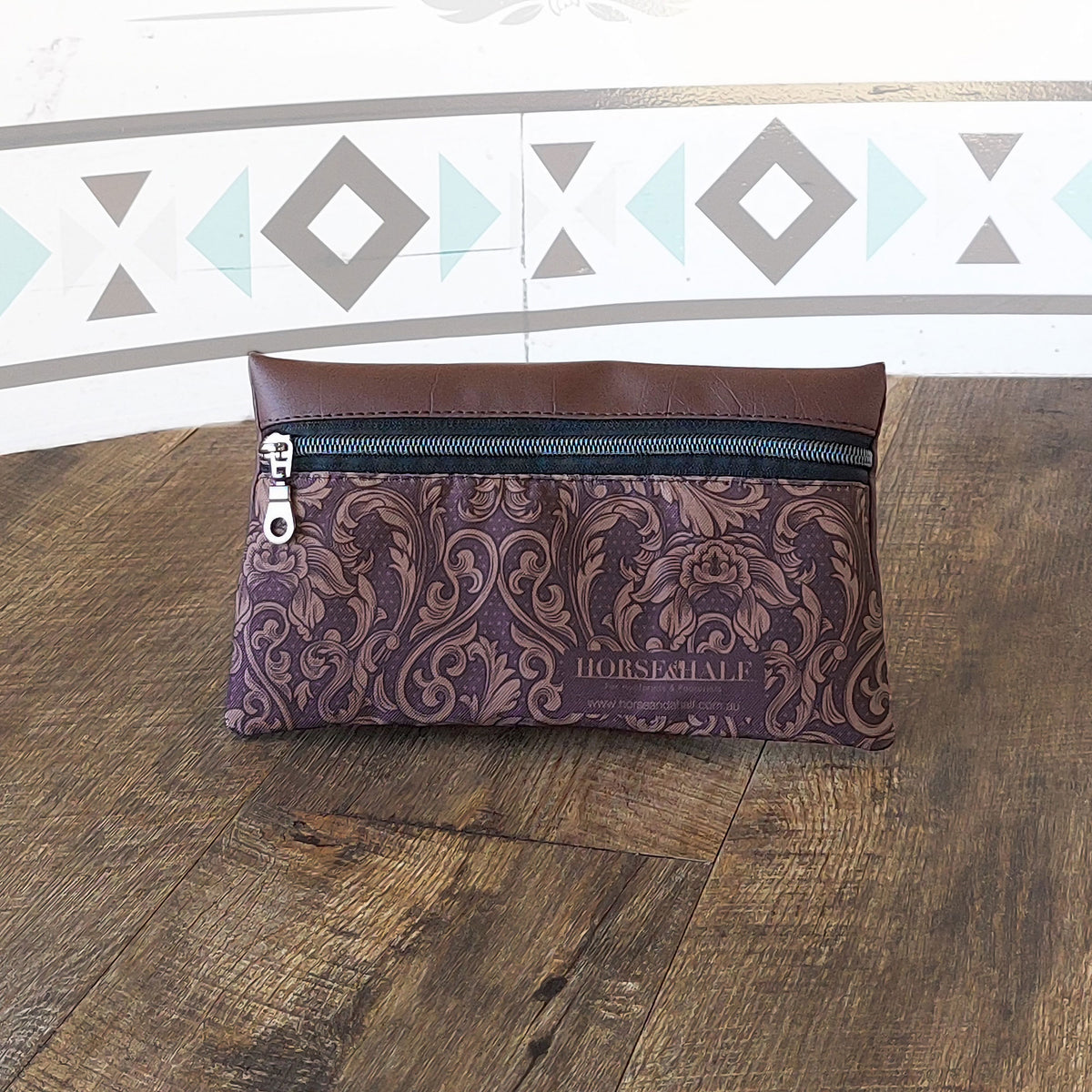 Tooled Floral Wallet Saddle Bag in brown — Horse and a Half
