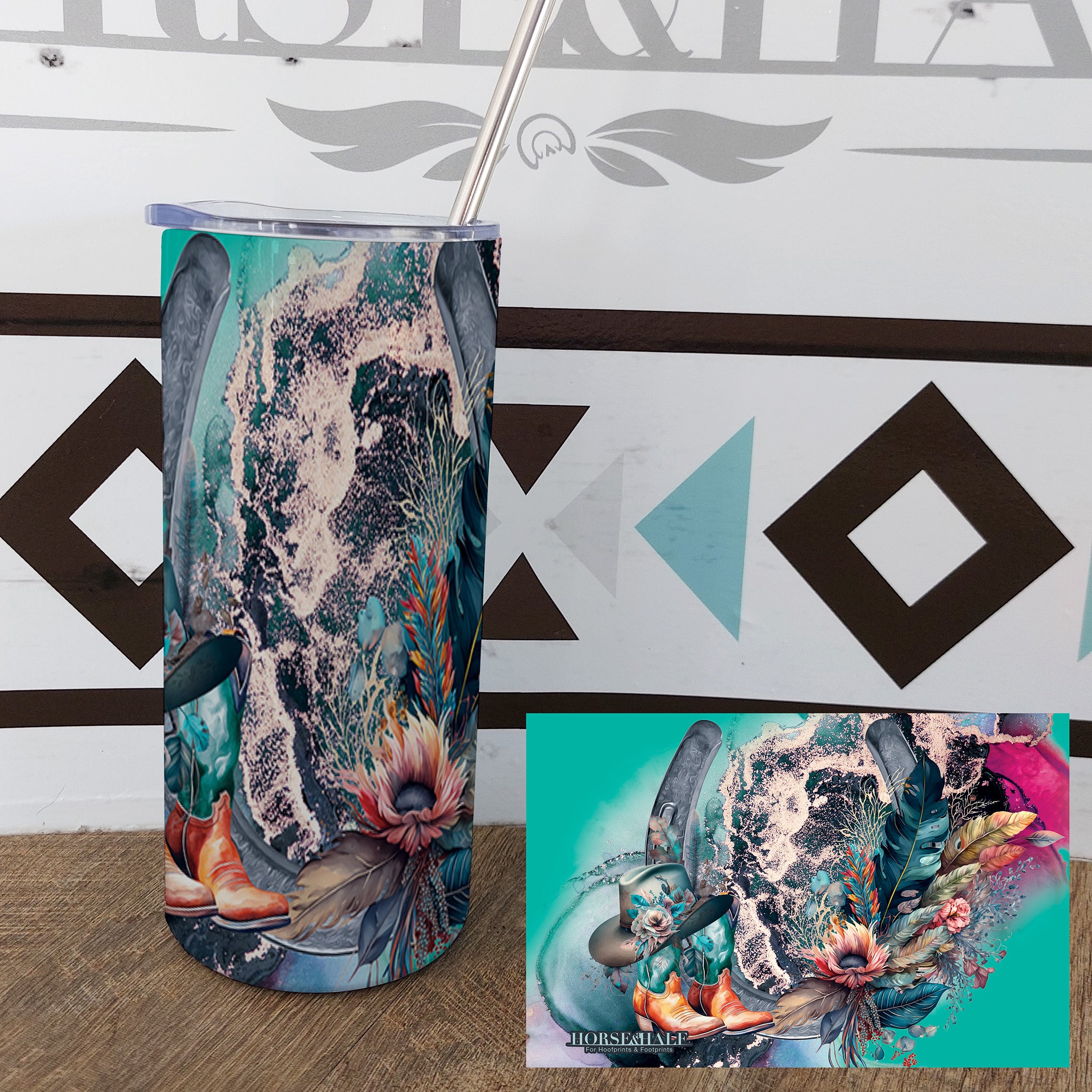 Teal Horseshoe Drinkware
