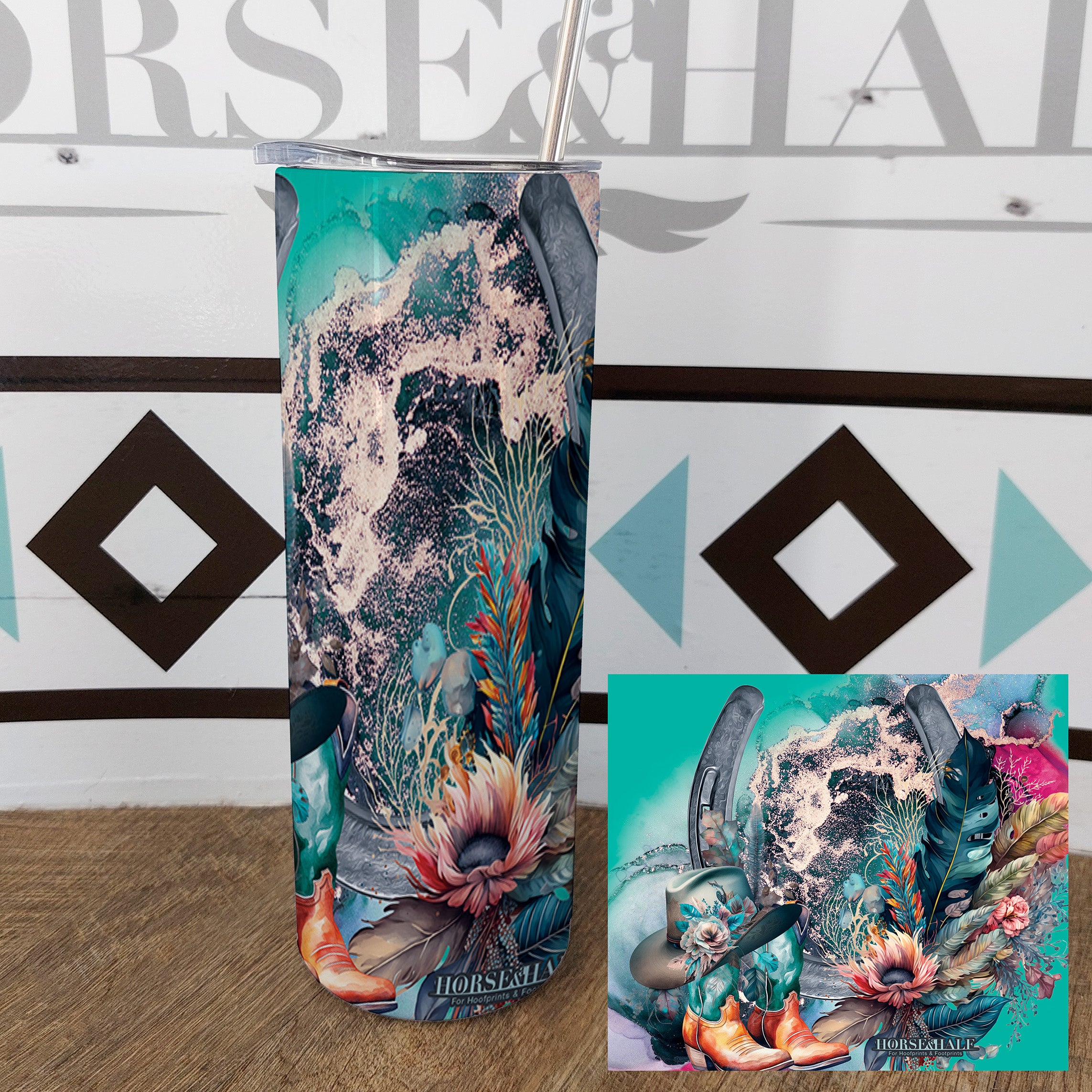 Teal Horseshoe Drinkware