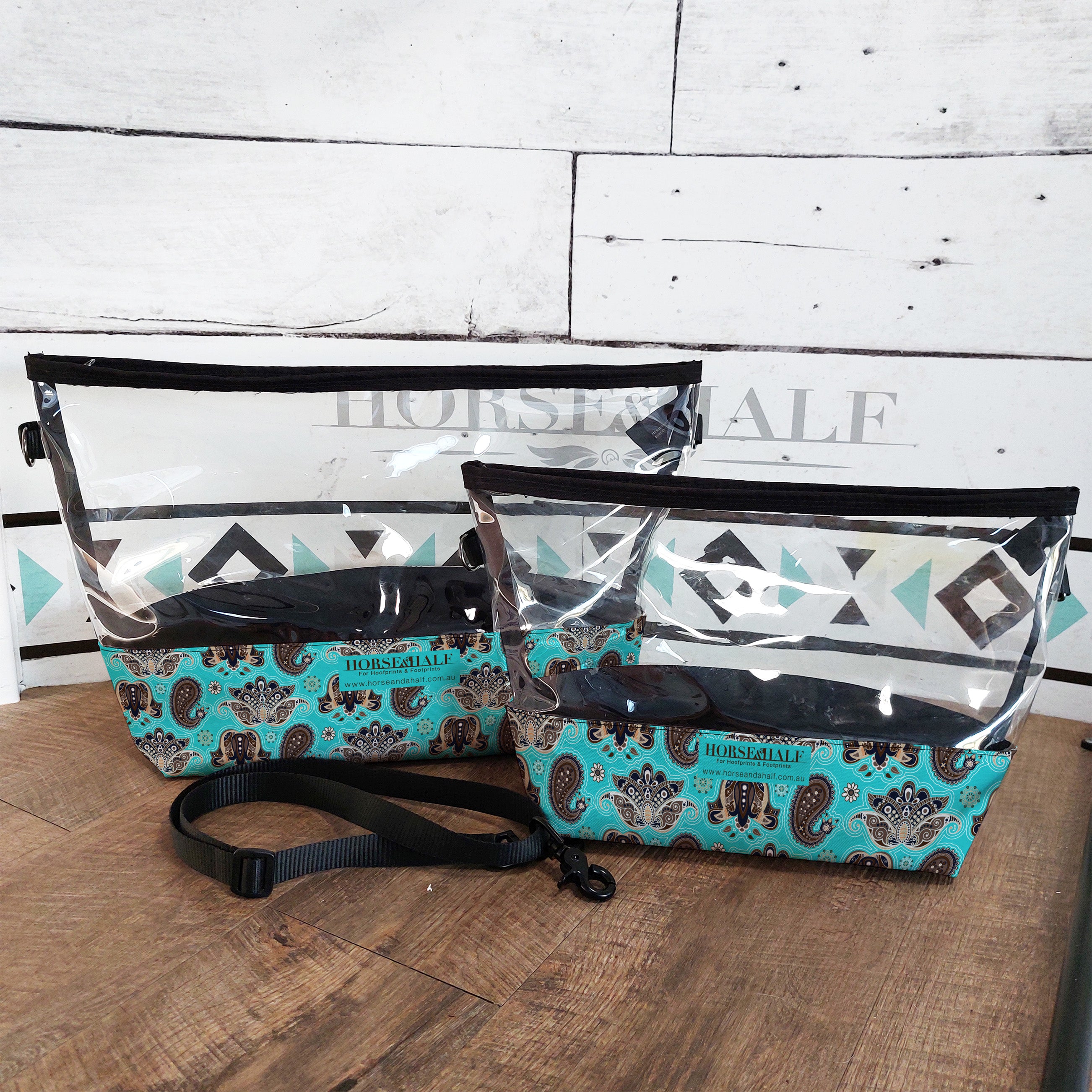 Teal Paisley Clear Utility Bags