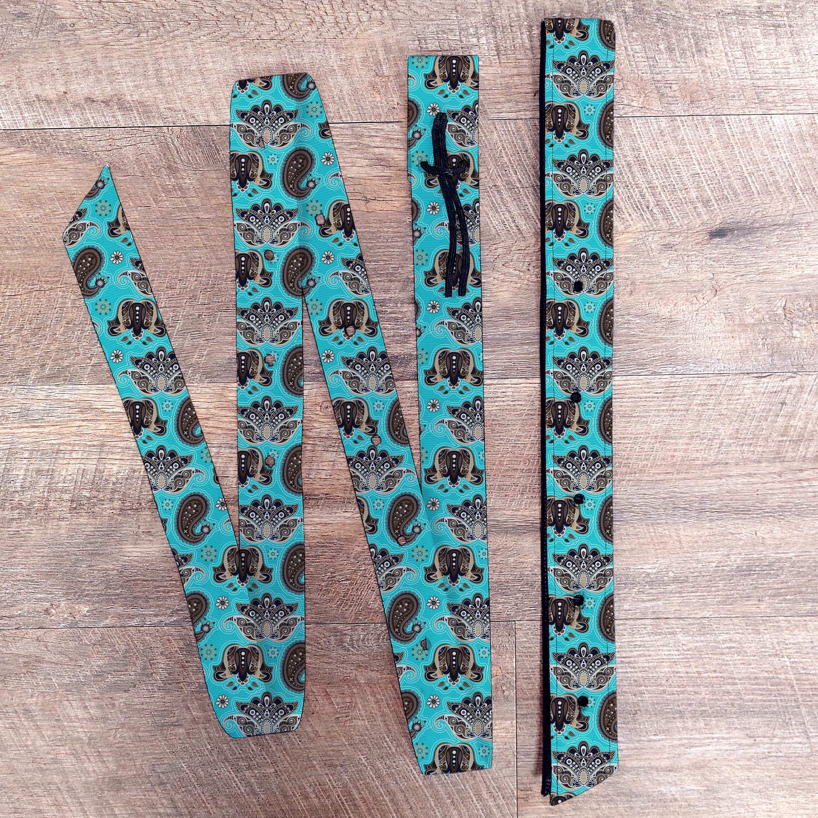 Teal Paisley Latigo & Billet Straps