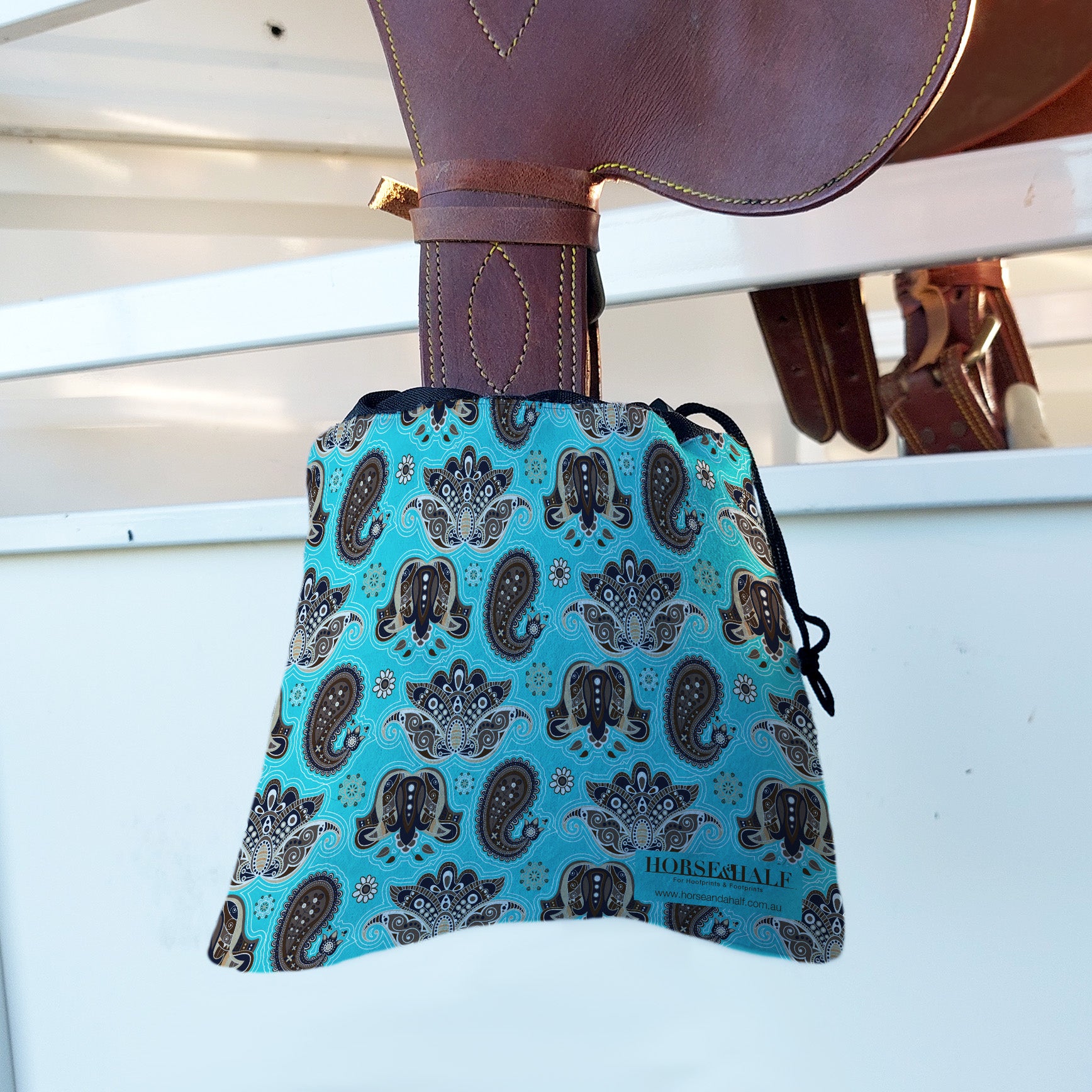 Teal Paisley Stirrup Covers