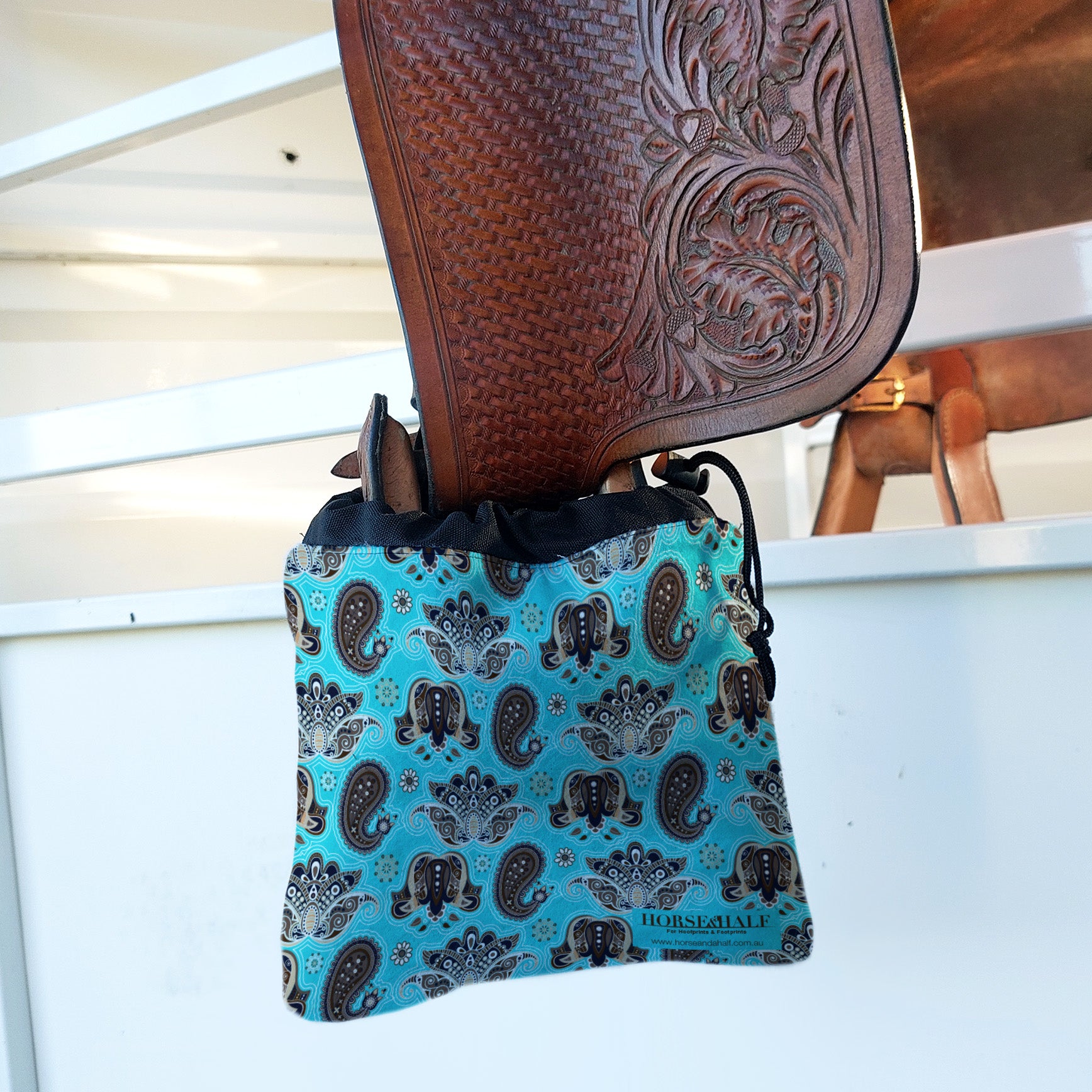 Teal Paisley Stirrup Covers