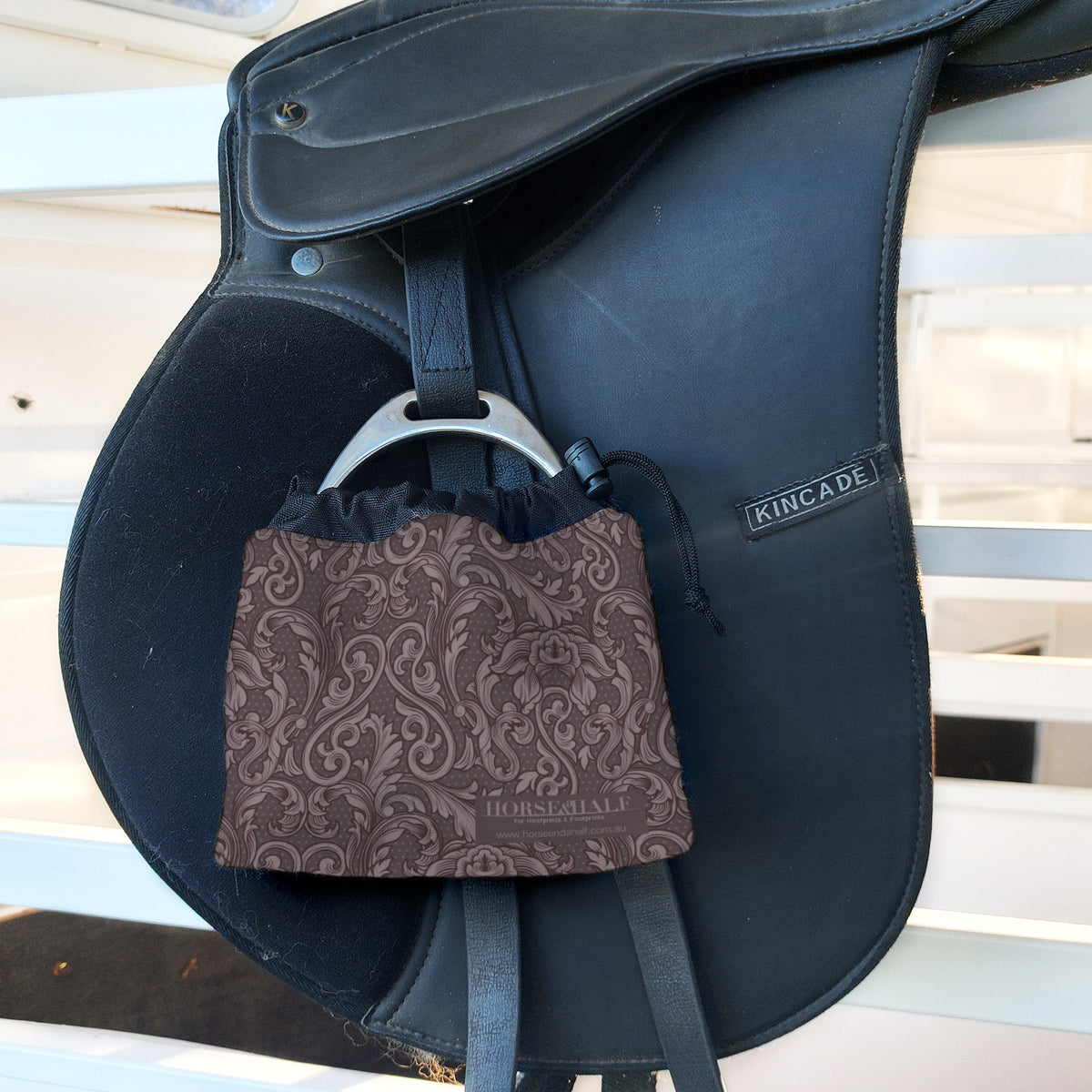 Tooled Floral Stirrup Covers on english saddle — Horse and a Half